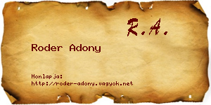 Roder Adony névjegykártya